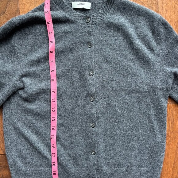 Aritzia Bare Cashmere Crew Cardigan Sweater - Small, Heather Grey Charcoal - Picture 9 of 9